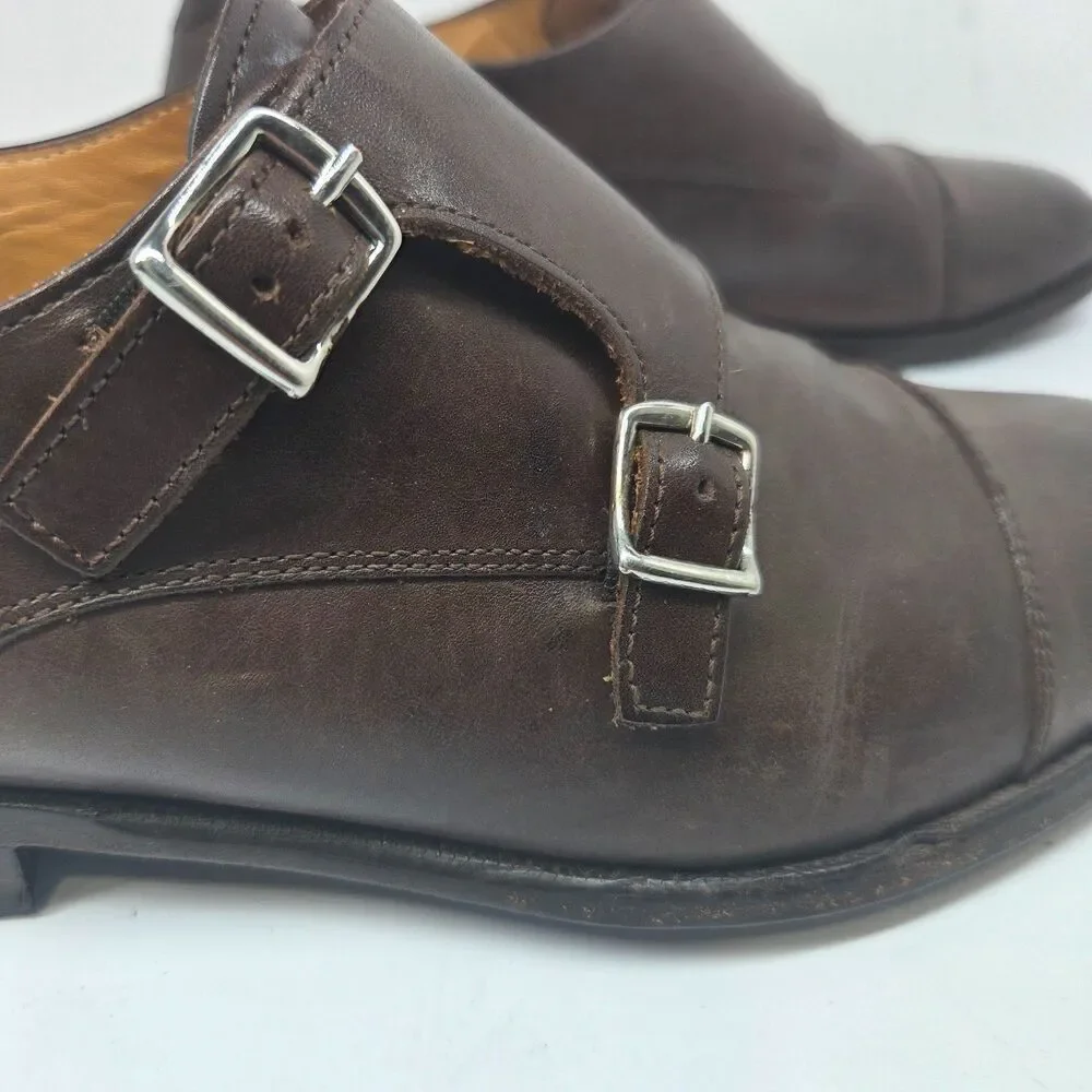 Suit Supply Mens Brown Leather Double Monk Strap Shoes Size US 9.5 M EUR 42.5